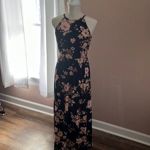 Black flowered maxi dress